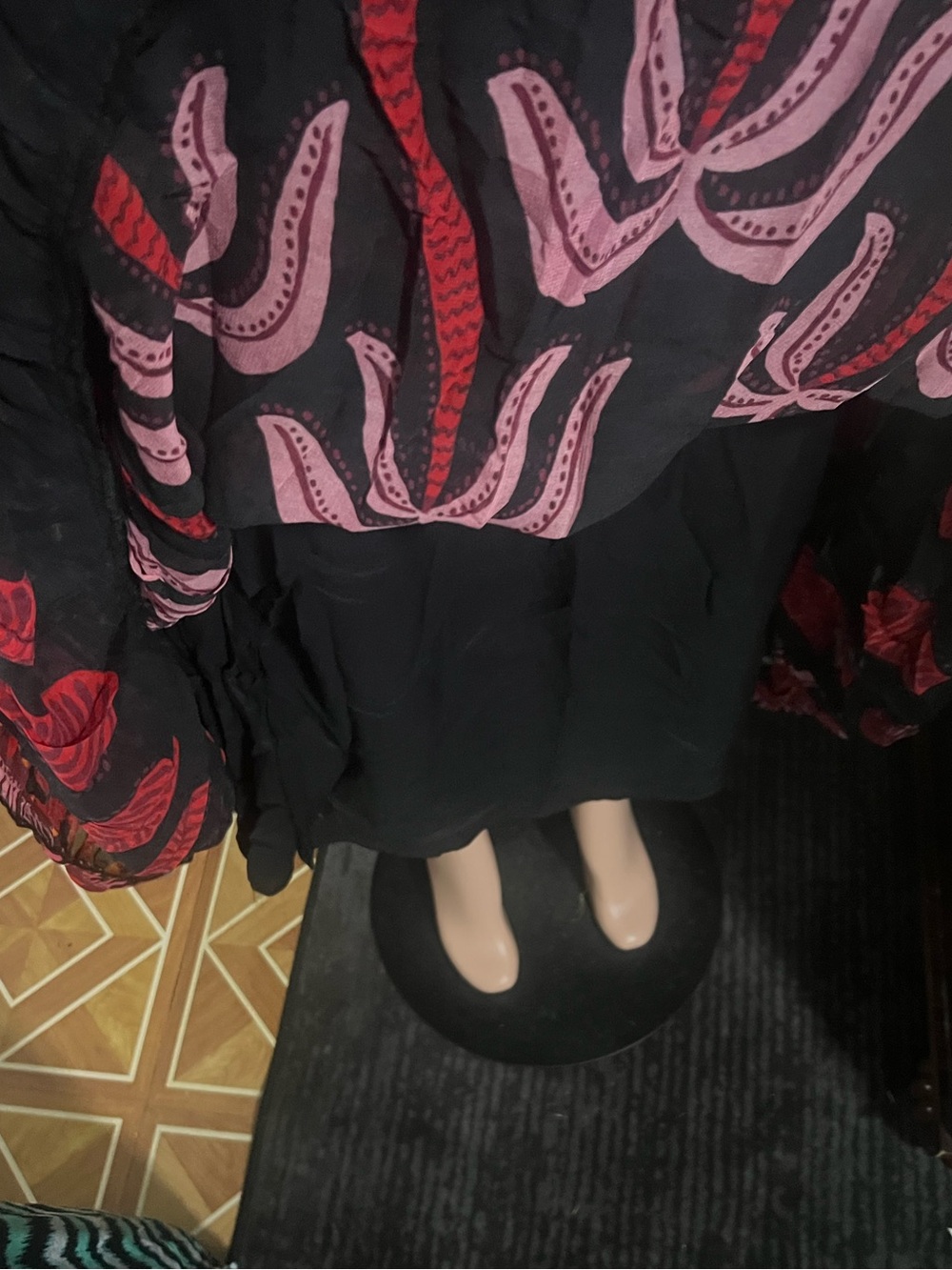 FARM RIO Women's Black & Pink Tiered Maxi Skirt - Picture 11 of 15